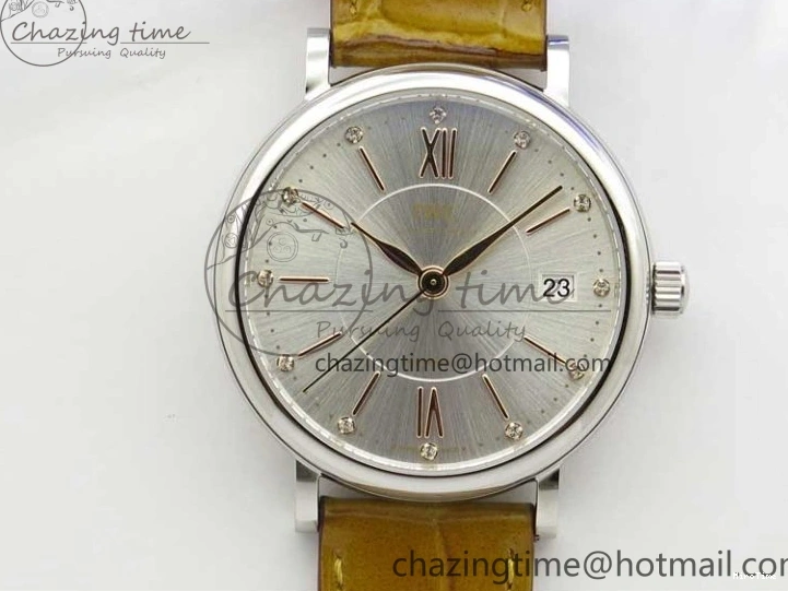 MIROTIME 0515 Durable Portofino 37mm SS V7F 1:1 Best Edition White Dial on Light Brown Leather Strap A 7092